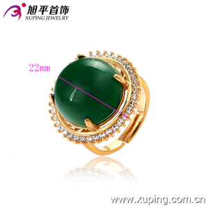 13161- Xuping Jewelry女性の高貴なリング合金ヒスイの石