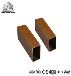 Vários tamanhos extrudados 6061 6063 t5 t6 grão de madeira 2x3 4x6 em polegadas de parede fina tubo retangular de alumínio