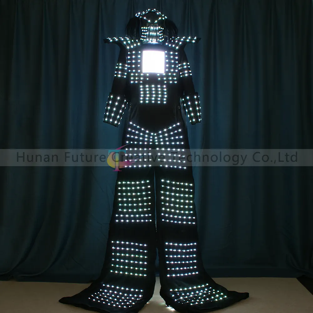 Светодиодный костюм супердемона-хищника со светодиодным шлемом, робот-костюм со светодиодной лентой WS2811 22812 и светодиодным экраном