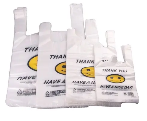 HDPE/LDPE Manufacturer Thank you bags custom plastic shopping bag t-shirt plastic bags with logos