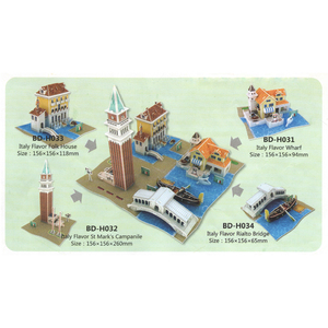 Yetişkinler ve çocuklar 3D bulmaca DIY oyun seti venedik İtalya şehir Wharf ve halk evi kağıt modeli içeren - Product Image 6