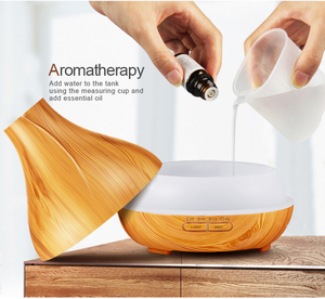 Telecomando 300ml luce venatura del legno diffusore di aromi ad ultrasuoni umidificatore a nebbia fredda con luci a LED colorate e <span class=keywords><strong>Timer</strong></span>