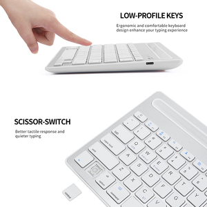 Teclado inalámbrico Universal multidispositivo de doble canal, recargable por Bluetooth con soporte resistente para Tablet, Smartphone, PC y Windows - Product Image 3