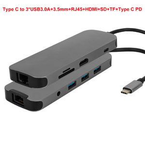 9 in 1 USB3.1 <strong>Multi</strong> Ports <strong>Adapter</strong> to HDMI , RJ45 Ethernet , 3 USB3.0A , SD , TF , 3.5mm <strong>Audio</strong> , and PD Type C Hub - Product Image 2