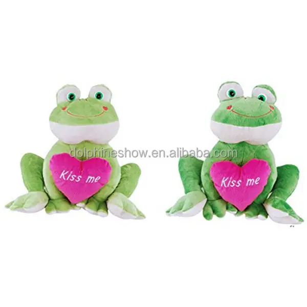 2021 nuevo regalo de San Valentín grande rana de peluche de juguete con el corazón de color rosa bajo MOQ personalizado verde de peluche Juguetes