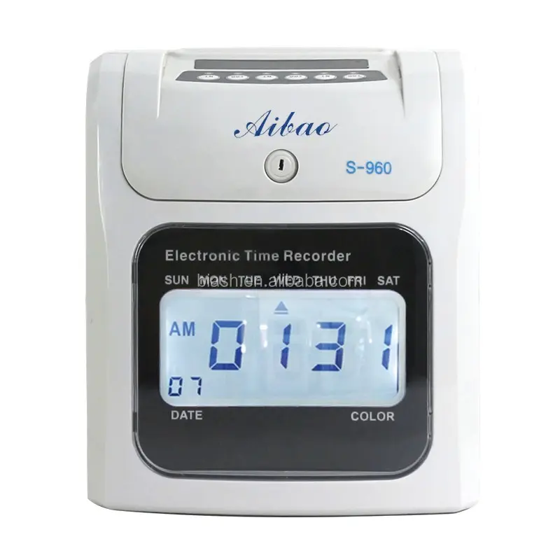 Aibao-máquina electrónica de asistencia con registrador de tiempo, Tarjeta electrónica digital de punzón, precio de máquina de asistencia de tiempo