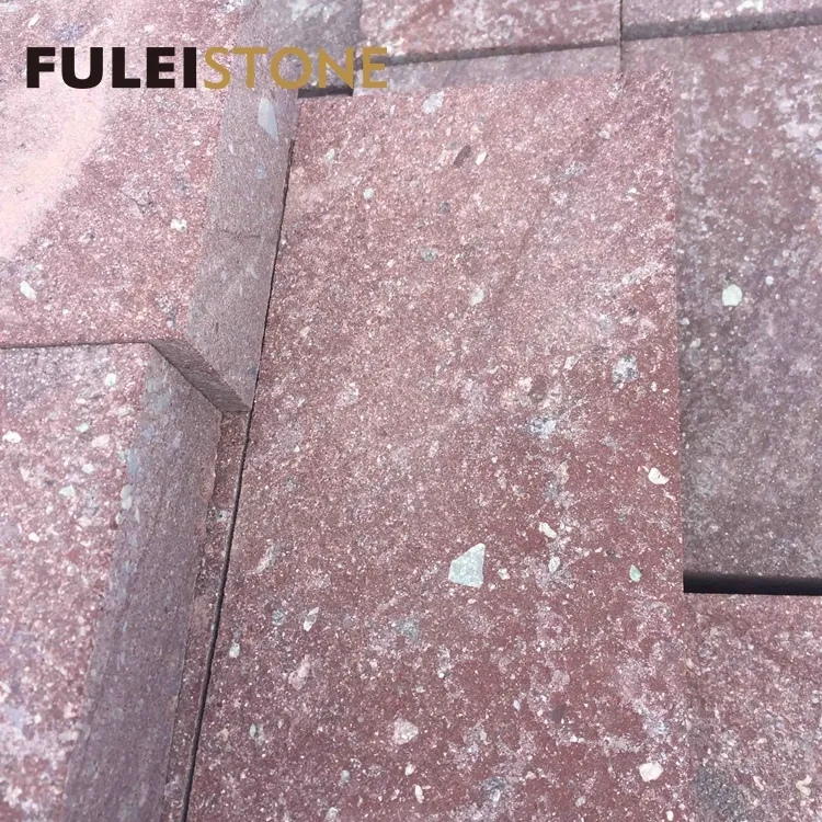 Cheap price flamed chinese red porphyry granite stone tile price