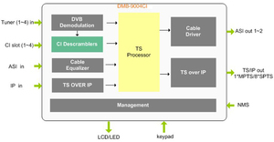 Decodificador de TV satélite para aplicación IPTV, recibidor de Satélite DVB a IP Gateway con 4 ranuras de CI, Descrambling - Product Image 2