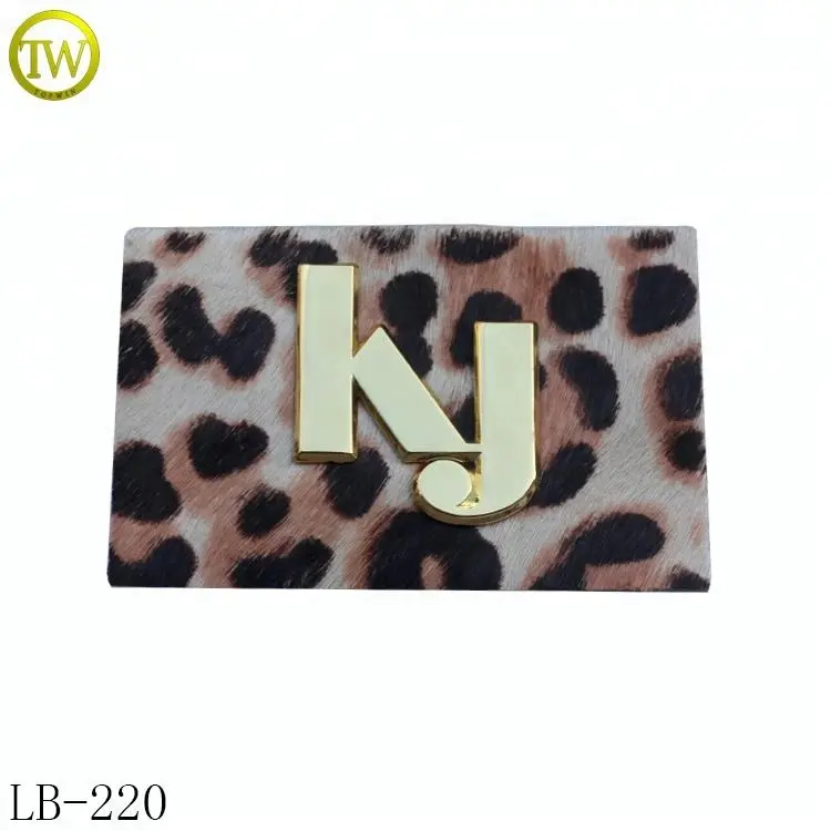 Etiquetas de cuero cuadradas con logotipo de leopardo personalizado, accesorios para Vaqueros, parches de etiquetas de costura de metal para Bolsos De Mujer