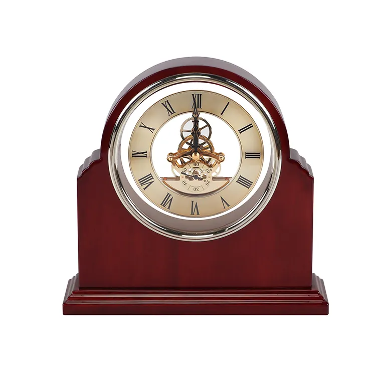 Horloge de bureau en bois de cerisier de style antique Horloge de table en palissandre