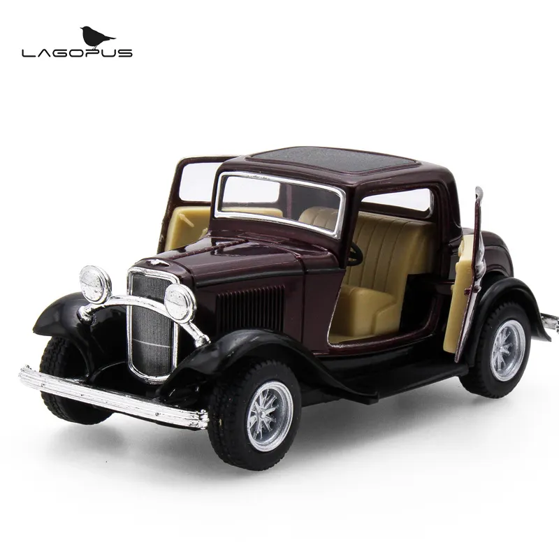 Skala 1:32 Mainan Mobil KiNSMART Mobil Styling 1932 3-Window Coupe Logam Tarik Kembali Model Mobil Mainan Koleksi Hadiah untuk Anak-anak