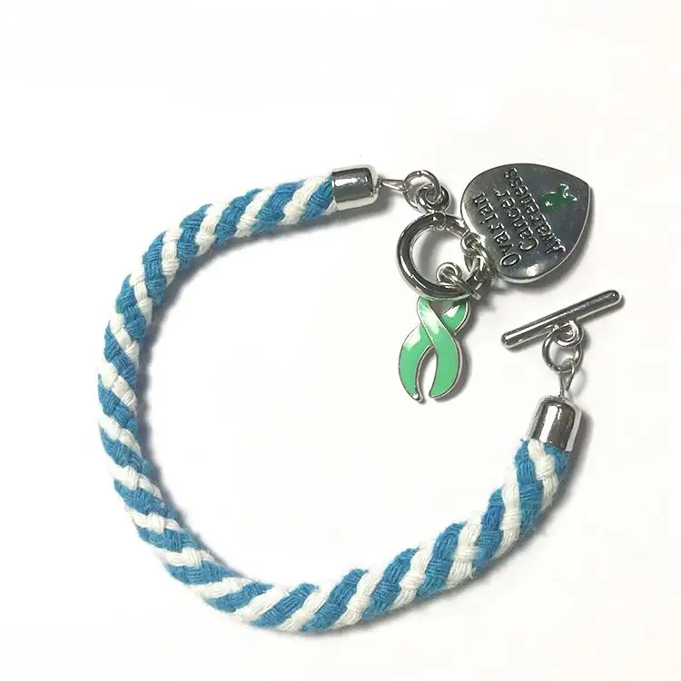 XP-AJ-1002 Usine pendentif coeur tressage de sensibilisation au cancer de l'ovaire ruban autisme bracelet pour Cadeaux