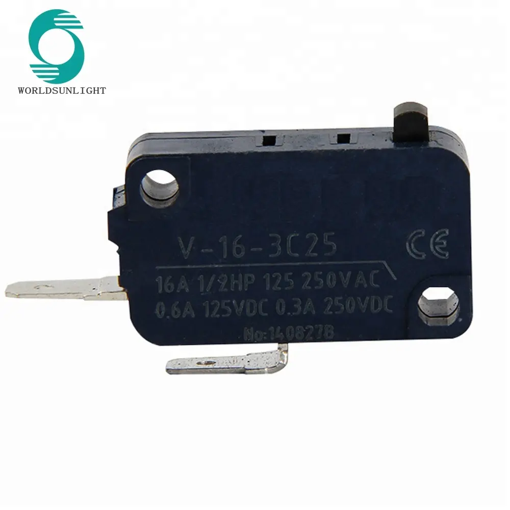 Mini microinterruptor CCC, aprobación CE, V-16-3C25, 16A, 2 pines, pulsador, spst-sin microinterruptor
