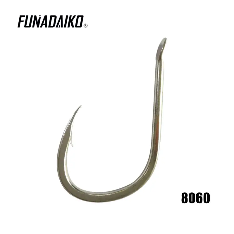 FUNADAIKO 8060 yüksek karbon çelik keskin balıkçılık jig kancalar 1/0 2/0 3/0 4/0 5/0 barb lehimli kanca ile balıkçılık tuna için mücadele