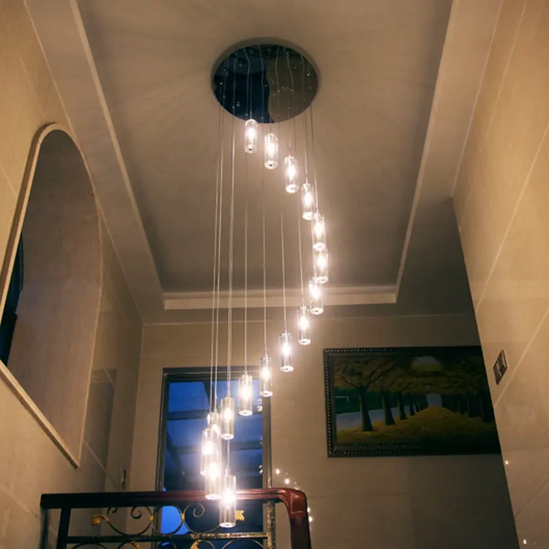 Lustre redondo grande de led, para casamento, luzes decorativas