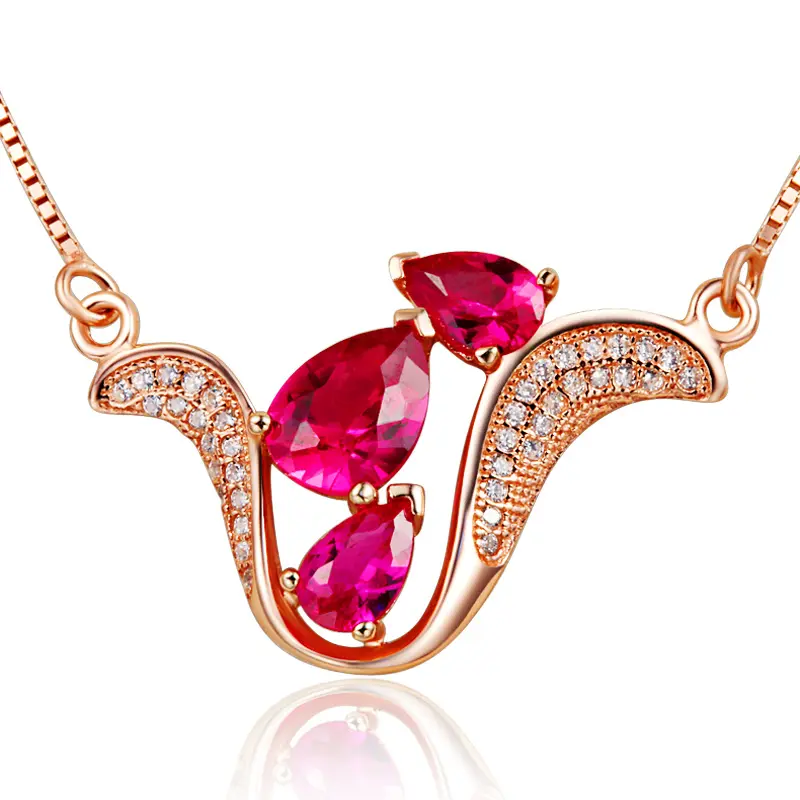 Ожерелье из розового золота, модели золотого мангалсутра, ювелирное ожерелье с рубиновым Камнем