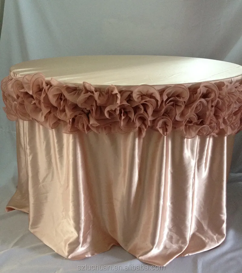 Manteles de Organza personalizados para mesa de banquete, manteles de boda, falda con volantes, decoración de mesa redonda, mantel de boda