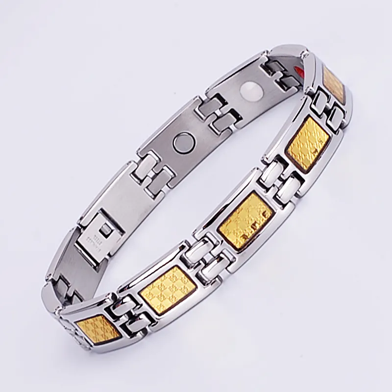 Hoge kwaliteit roestvrij staal titanium staal bio energie gezondheid bloeddruk japanse magnetische armband