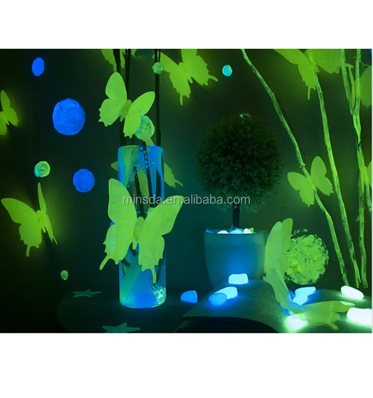 Minsda nuovo adesivo da parete 3D pvc farfalla adesivi fluorescenti luminosi decalcomania decorazione della stanza dei bambini cielo stellato