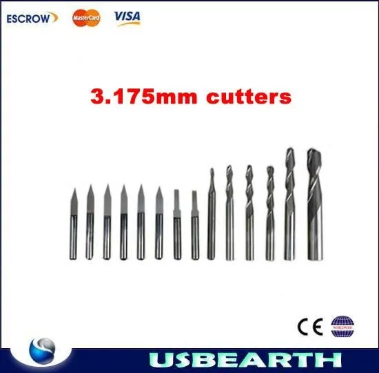 CNC tool router bits including Flat bottom knife and milling cutters