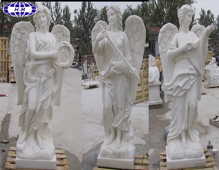 Western White Stone Garden Home Decoration Angel Marble Statue Sculpture