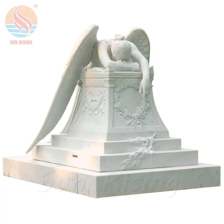 Hand Carved Large Marble Sculpture Carrara White Marble Angel of Grief Statues