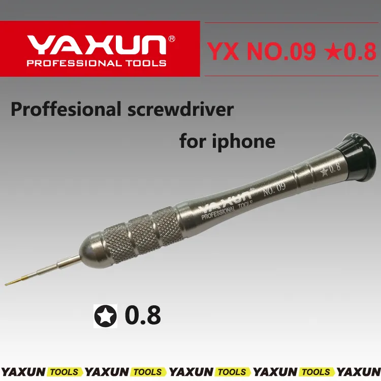 YAXUN NO.09 Precisão chave de Fenda Pentalobe para iPhone 5 5S 7 6s 5c 4S 4 Estrela Inferior Parafusos 0.8 milímetros ferramentas de Reparação de abertura