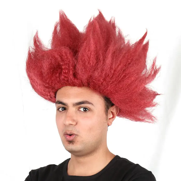Parrucche capelli corti per feste da donna parrucca corta Super Saiyan cartoni animati Dragon Ball Cosplay offrono Body Wave Halloween rosso 20 Cm