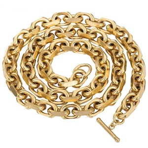 18 18k Real Gold Plated Mens Necklace Chain Jewelry Wholesale 9ミリメートルStainless Steel Heavy Cable Link Chain - Product Image 2