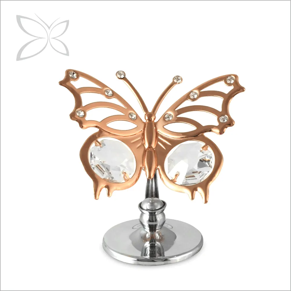 Crystocraft Angelwing Butterfly Crystal Rose Gold Plated Metal Figurine Gifts For Wedding Favor