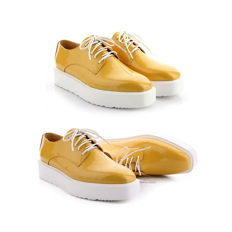 Fashion Women lace up wedge platform square toe flat shoes