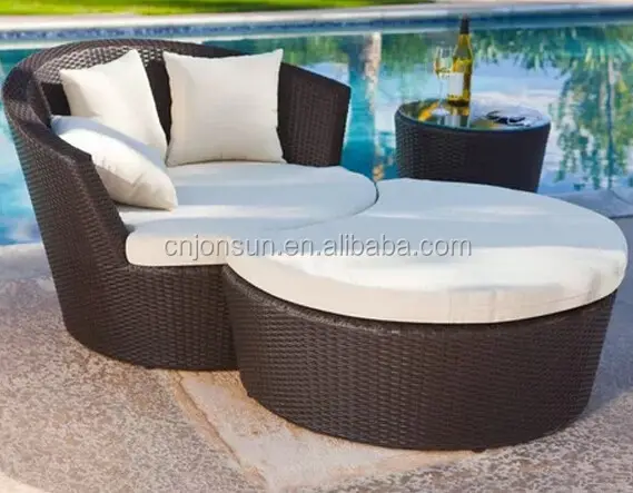 Moderno poly rattan wicker patio con baldacchino mobili da giardino sdraio da spiaggia