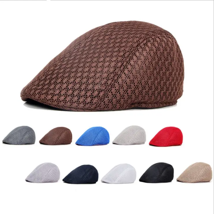 Atacado oco malha newsboy cap homens respirável verão ivy cap chapéu