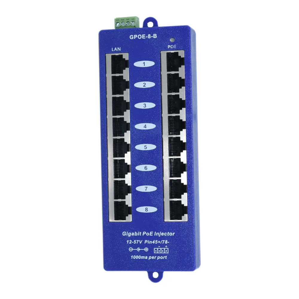 GPOE-8B multi-port 10/100/1000 24v 48v 56v Passifs Gigabit Injecteur de Poe 8 Ports