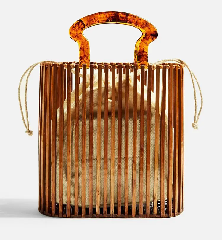 2021 latest summer stylish trendy travel beach straw acrylic hand bamboo bag for women