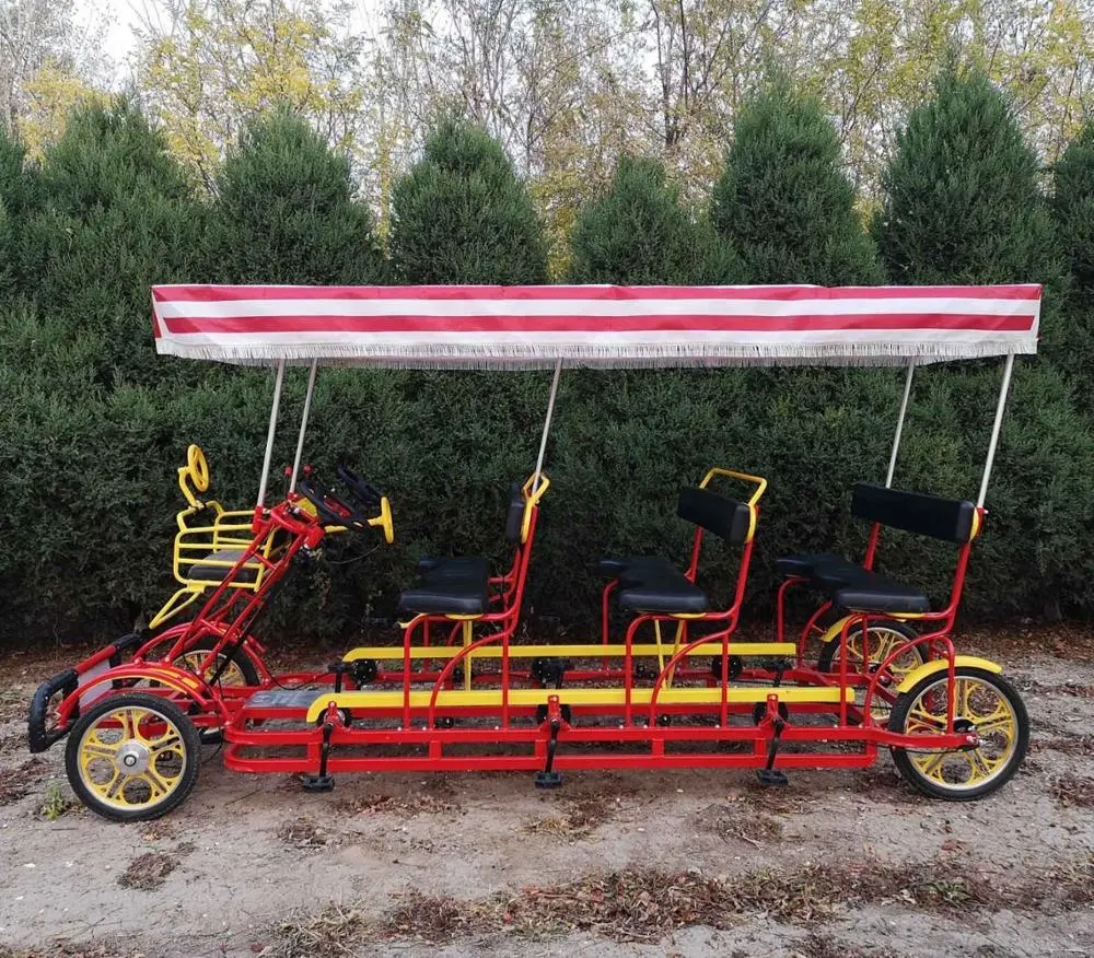 새로운 유형 사용 quadricycle surrey 관광 자전거/6 seaters surrey 자전거 공원/관광 승마 자전거