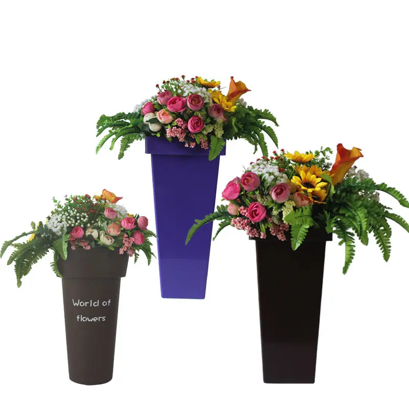 Porte-fleurs en plastique pour décor de maison, outils de fleurs, vente en gros, pot de fleurs, vases en plastique, vente en gros