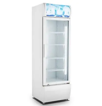 370L espositore per porte in vetro a chiusura automatica vetrina ventola raffreddamento frigorifero commerciale raffreddamento ad acqua refrigeratore frigorifero verticale