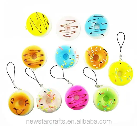 Promotional novelty pu anti-stress soft pvc donut keychain