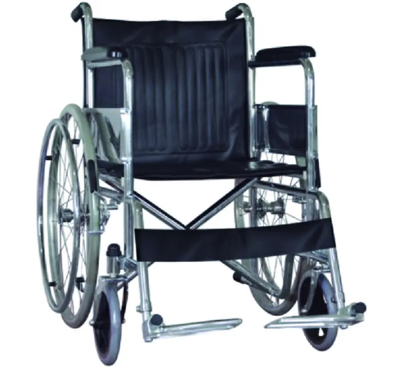 Yetişkin krom çelik temel standart manuel hafif tekerlekli sandalye