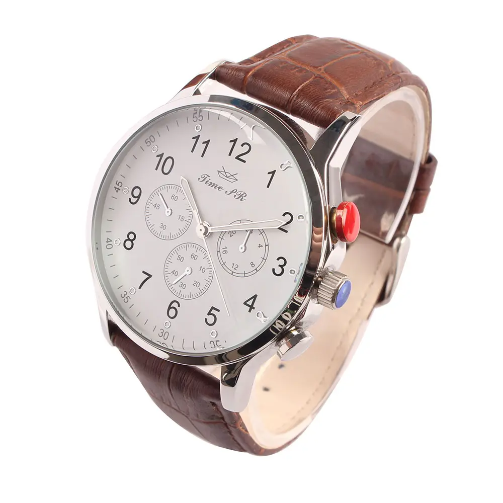 Часы оптом 3 Atm кожаные водонепроницаемые кварцевые часы для мужчин