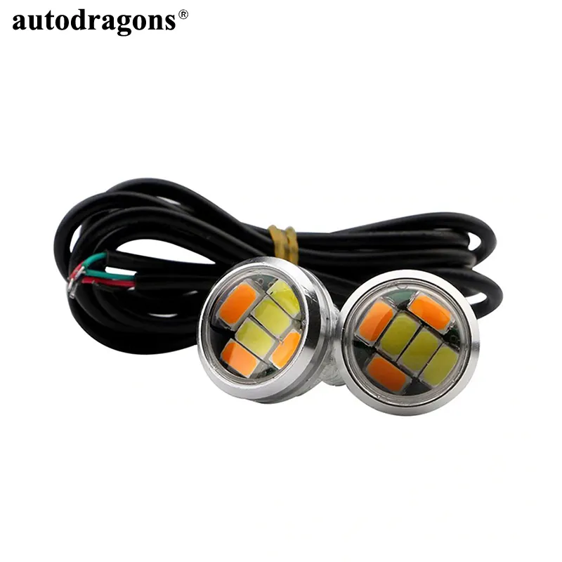12V कार डीआरएल रोशनी दोहरी रंग ईगल नेत्र संकेत के लिए ऑटोमोबाइल लैंप डीआरएल ऑटो स्टाइल मोटरसाइकिल ईगल नेत्र एलईडी हेडलाइट 23mm