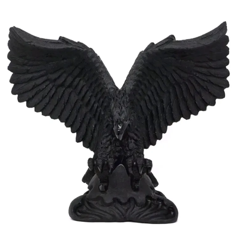 Natural Black Obsidian Crystal Carving Craft Quartz Crystal Carved Eagle Decoration