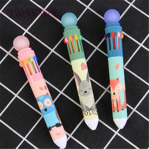 学校和办公室用创意动物10色平面圆珠笔 - Product Image 1