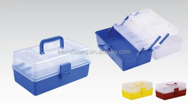 Twee lade gekleurde clear vissen plastic tackle box