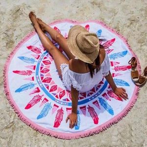 きれいなコットンマイクロファイバーラウンドビーチタオル人気プールタオルデザイン