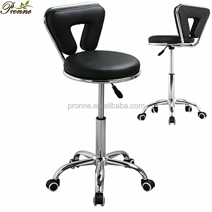 Cadeira mestre do salão ergonômico, cadeira preta para manicure com encosto