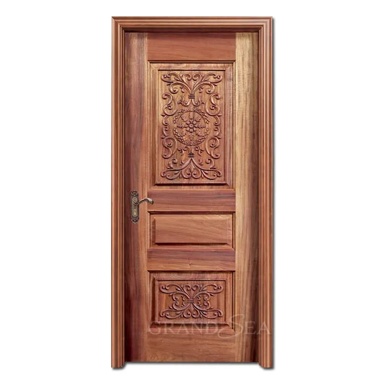 Newly designed solid Brazil rosewood interior single carving wood door designs