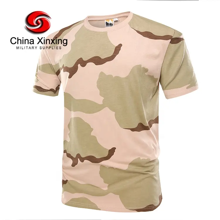 XINXING HC02 Camiseta Triple Deserto Camuflagem Camiseta de Deserto Camuflagem Roupas de polialgodão de secagem rápida respirável personalizada por atacado