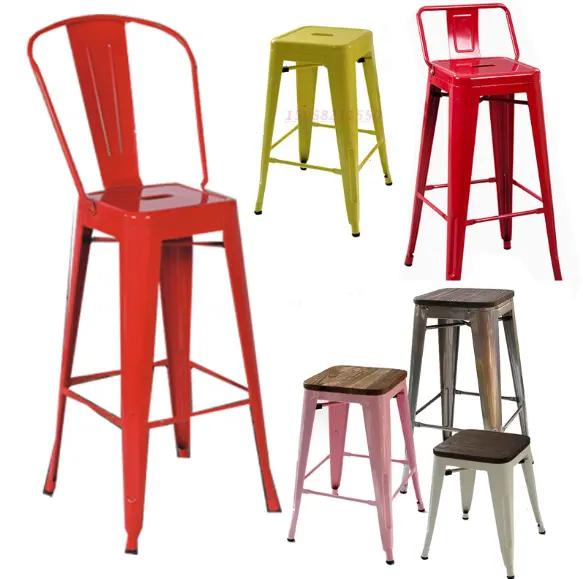 Commercial Vintage Metal Bar Stools New Style High Backrest Tolixes Bar Chair